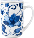 GBhome Tea Mug with Infuser and Lid, 18 Ounce Large Ceramic Loose Leaf Cup, Microwave, Dishwasher Safe