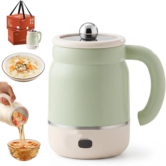 Multifunctional Portable Electric Cooking Mug, 900ml Big Electric Stew, Fast Boil Teapot, Fast Boil Teapot & 24H Keep-Warm, Prepare Herbal Tea, Porridge (Green)