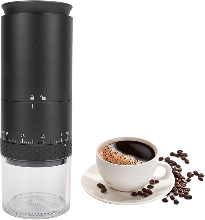 Coffee Grinder, 110ml Powder Capacity Electric Coffee Bean Grinder, Removable Chamber 38 Speeds USB Rechargeable Coffee Mill, for Beans (Black)