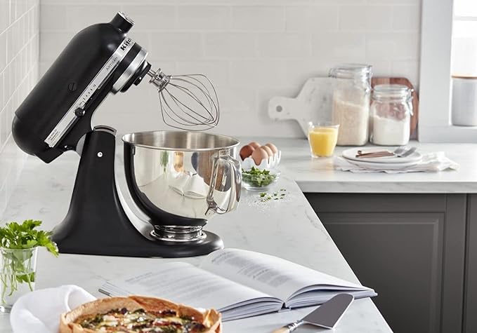 KitchenAid Artisan Series 5 Quart Tilt Head Stand Mixer with Pouring Shield KSM150PS, Matte Black