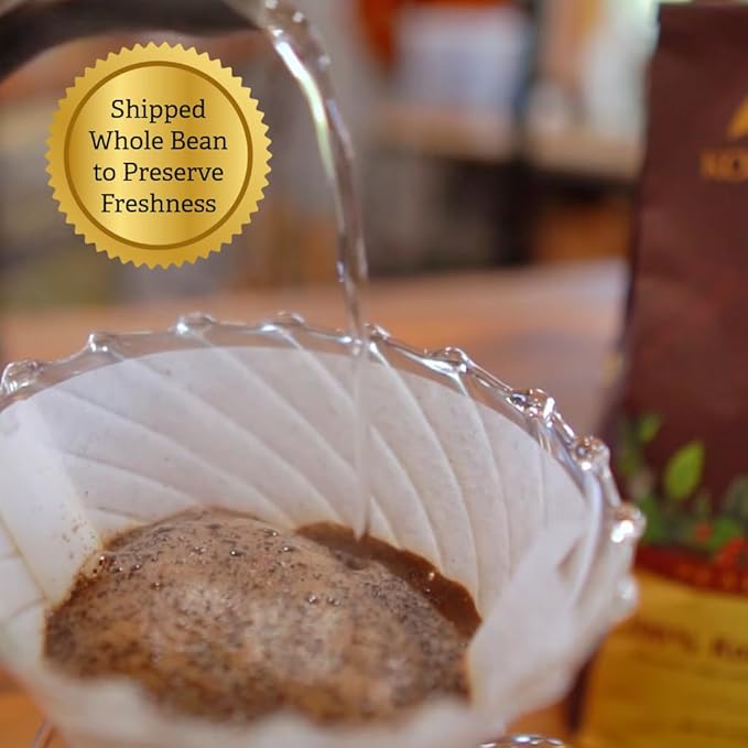 KONA EARTH 100% Kona Coffee, Classic Dark Roast, Whole Bean, 1 lb (16oz) Farm-Direct Authentic Hawaiian Kona Coffee beans from Hawaii’s Big Island, Micro-Batch-Roasted