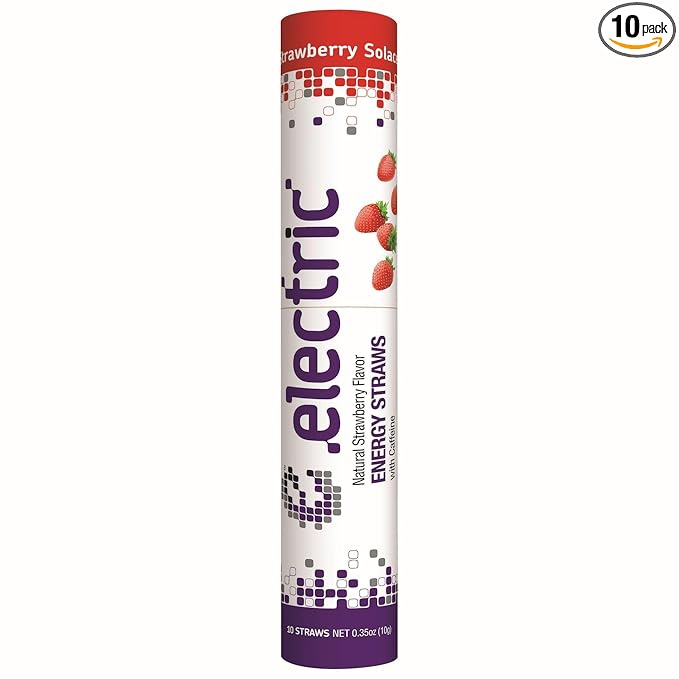 Smooth and Gentle Caffeine Energy. No Sugar. No Calories. Healthy and All Natural Electric Energy Straws – Natural Strawberry Solace – 10 straw pack