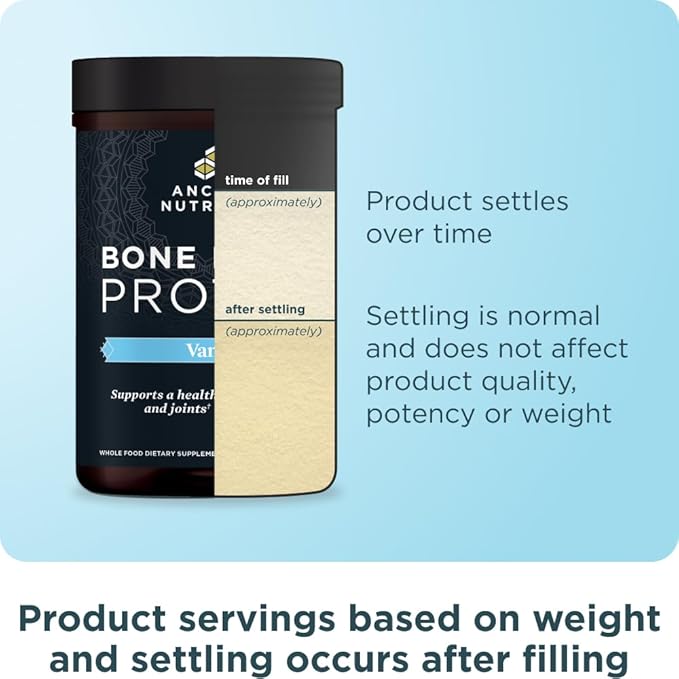 Ancient Nutrition Grass Fed, Cage Free, Bone Broth Protein Powder, 20g Protein, Hydrolyzed Collagen Peptides, Keto & Paleo Friendly, Supports Joint, Gut Health, Vanilla, 20 Servings