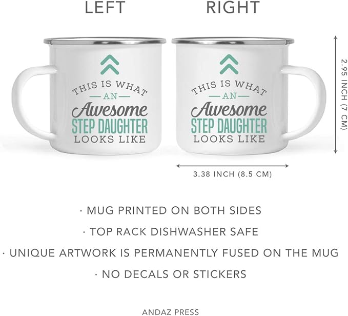 Andaz Press 11oz. Stainless Steel Campfire Coffee Mug Gift, This is What an Awesome Step Daughter Looks Like, 1-Pack, Birthday Gift Ideas Coworker Him Her, Includes Gift Box