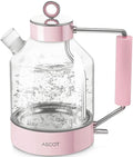 Electric Kettle, ASCOT Glass Electric Tea Kettle 1.5L 1500W Retro Tea Heater & Hot Water Boiler, No Plastic, BPA-Free, Cordless, with Auto Shut-Off and Boil-Dry Protection (Pink)