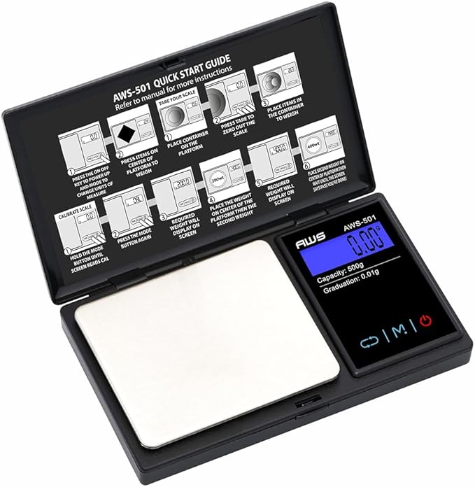 Series Digital Pocket Weight Scale 600g x 0.1g |Digital Gram Scale Small Scale Mini Food Scale Jewelry Scale Ounces/Grains Scale, Easy to Carry - AMERICAN WEIGH SCALES (Black, 500g x 0.01g)