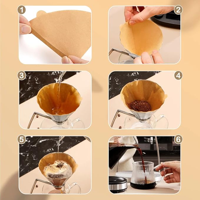 Coffee Filter 02, Set of 200 V02 Coffee Filters Size 2 Cone Coffee Filters Natural Unbleached Disposable Coffee Filter Paper For Pour Over Coffee Dripper and Coffee Maker