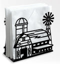 Farm Barn Decorative Black Metal Napkin Holder for Table, 5.3" x 4.9" x 1.9" Barn Farm Rustic Standing Napkin Holder for Home Kitchen Restaurant Picnic Party Coffee Bar Dining Room
