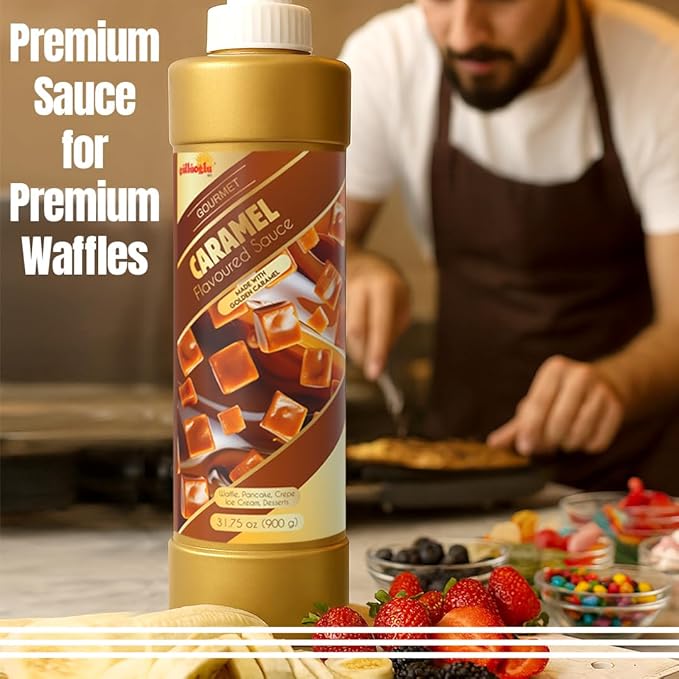 Gulluoglu Topping Sauce – Caramel Dessert Sauce, 10.14 fl oz 300g | Squueze Bottle | Perfect for Ice Cream, Cakes & Coffee, Topping (3 pack, Caramel)