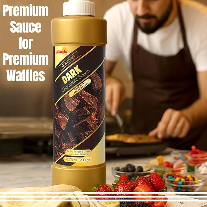 Gulluoglu Topping Sauce – Dark Chocolate Dessert Sauce, 30.42 fl oz 900g | Squueze Bottle | Perfect for Ice Cream, Cakes & Coffee, Topping (3 pack, Dark Chocolate)