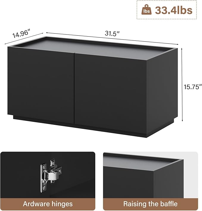 Stackable Small Storage Cabinet with 2 Doors - Modular Closet Solution and Short Storage Cabinet - Elegant Accent Cabinet for Home or Office Organization Black