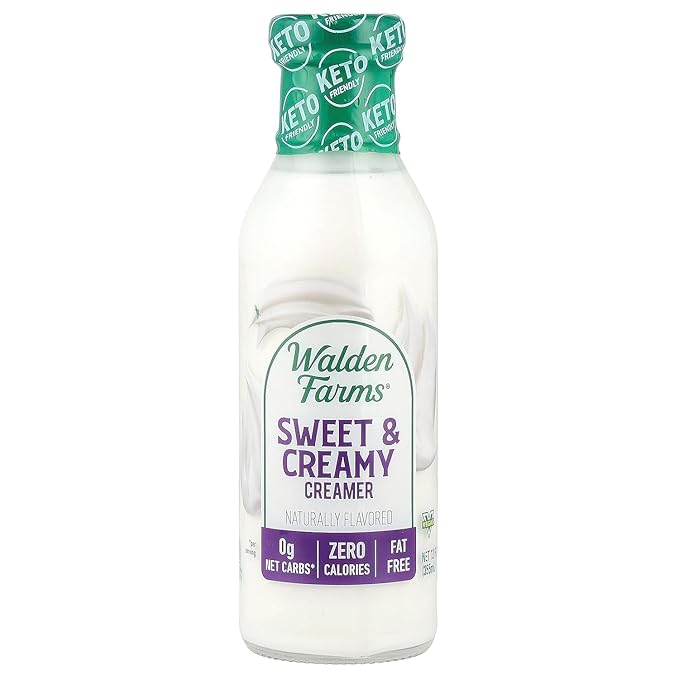 Walden Farms Sweet & Creamy Coffee Creamer – Zero Calorie, Sugar Free, Keto & Fat Free Non-Dairy Creamer for Coffee, Lattes & Iced Drinks – 12 oz Bottle