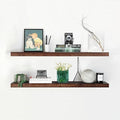 Homeforia Walnut 42 inch Floating Shelves, High End Solid Real Wood 42inch Floating Shelf for Wall, Large Dark Brown 42 inches Long Floating Shelves, Heavy Duty Bracket, 42 X 6.5 X 1.75 inch, Set of 3