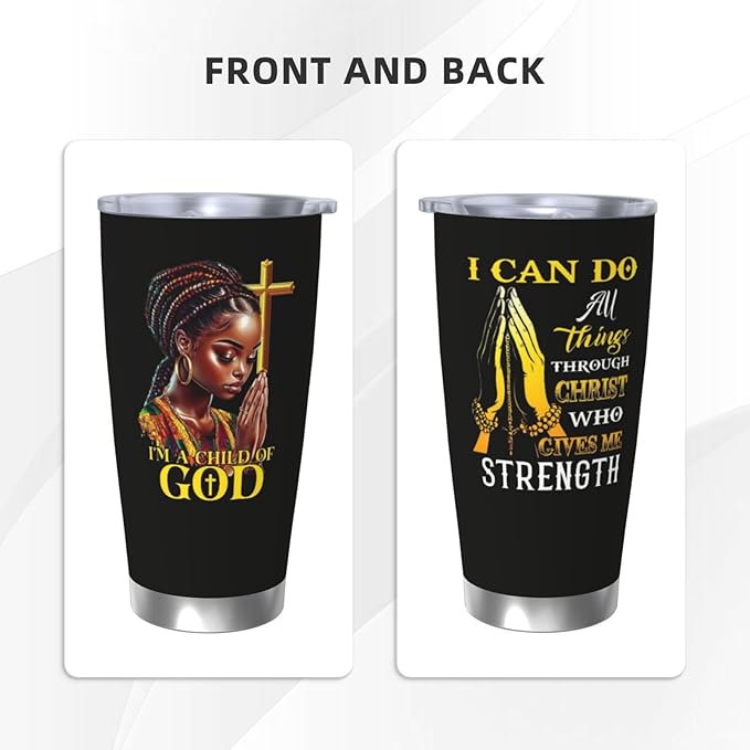 Africian American Christian Gifts for Women, 20oz Religion Gifts Coffee Mugs, Afro Black Mom Gift Tumbler, Christian Tumbler for Women Faith
