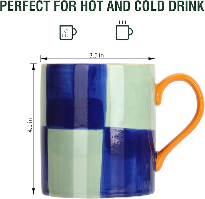 Koja 16 oz Premium Hand Painted Porcelain Ceramic Mug Set, Large Coffee & Tea Mugs, Elegant Decorative Durable Stoneware Microwave Safe Drinkware for Home Kitchen, Great Coffee Lovers Gift, 4-Pack