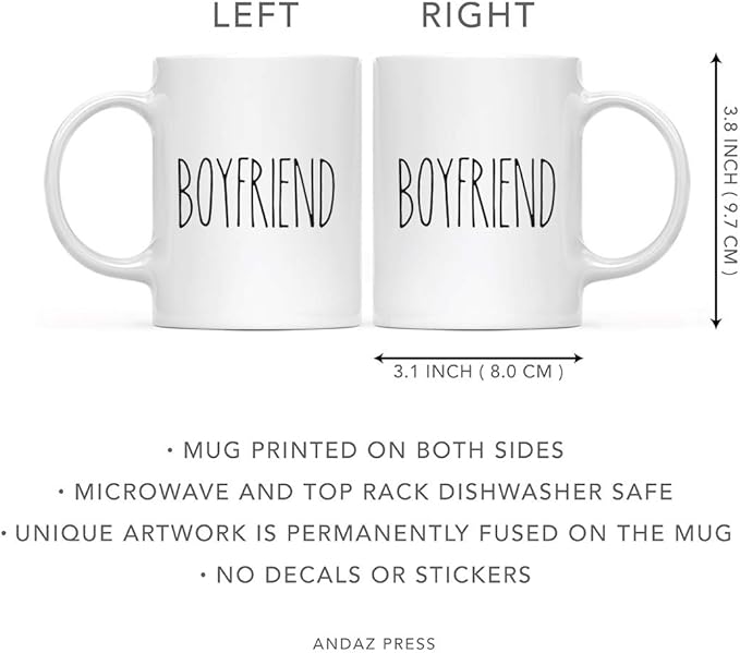 Andaz Press Simple Rustic Farmhouse Kitchen Decor 11oz. Ceramic Coffee Tea Mug Gift, Boyfriend, 1-Pack, Birthday Christmas Gift Ideas for Family, Friends