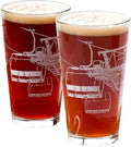 Black Lantern Pint Glass Set of 2 - Premium Ski and Skiing Themed Beer Glass and Everyday Drinking Glasses - 16 Ounce Pint Glass - Craft Beer Enthusiasts - Après-Ski and Cabin Decor (Ski Lift White)