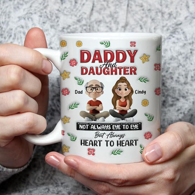 Wrappiness Personalized Coffee Mug for Daughter from Dad - Custom Coffee Mugs With Names - Thoughtful From Father to Daughter Birthday Gift (White Mug-Father 6)