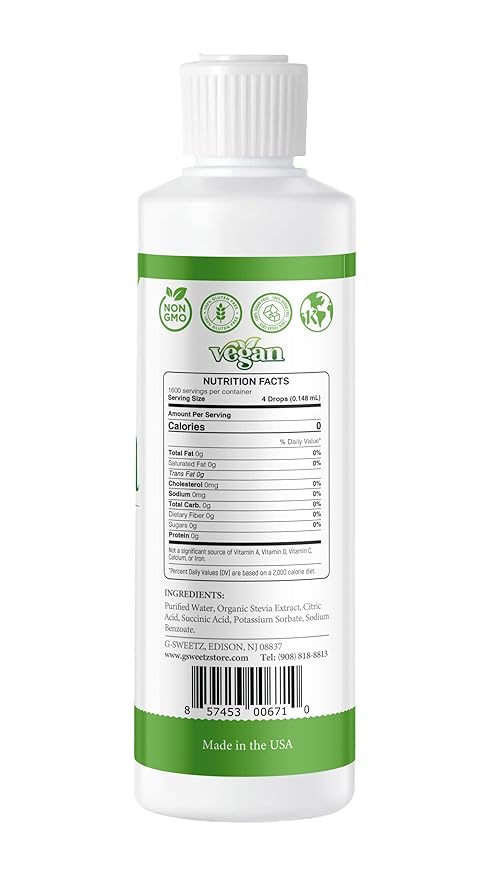 Liquid Stevia Drops – Made from Reb-D Rich Organic Stevia Extract – Concentrated Liquid Sweetener for Drinks, Food, and Pastries, No Calories, and No Carbs – 8 FL OZ (1600 Servings)