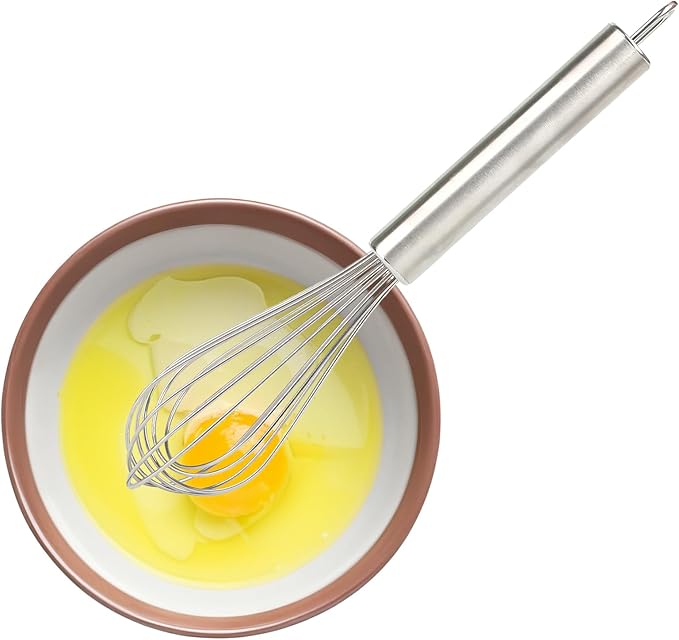 Stainless steel Small whisk for cooking, whisk is crafted with 8 thicker wire diameters, solving the problem that ordinary whisks tend to bend or break during vigorous mixing.(9 inches)