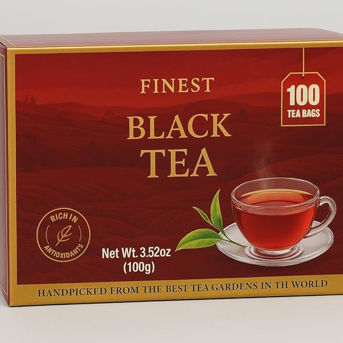 Hand-Picked Black & Green Tea Bags 100 Count Pack | Bold & Smooth Premium Blend for Hot or Iced Tea | Antioxidant-Rich Breakfast Tea Fresh Flavorful & Aromatic Brew 3.52 oz (Black Tea)