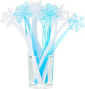 100 Pieces Plastic Snowflake Swizzle Sticks Crystal Cocktails Drink Coffee Stirrers Colorful Stir Sticks for Bar Wedding Birthday Christmas Winter Party Supplies