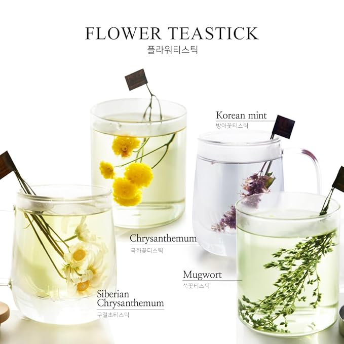 KKOKDAM Fancy Korean Tea Gift Set for Christmas – Premium Flower Tea Stick Variety Pack - 5 Loose Leaf Blooming Flower Teas