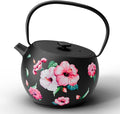 Toptier Teapot with Removable Infuser, Cast Iron Tea Kettle Stovetop Safe, Solid Geometry Ball Design Tea Pot Coated with Enameled Interior for 32 Ounce (950 ml), Morning Glory