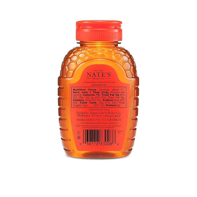 Nature Nate's 100% Pure, Raw & Unfiltered Honey, Award-Winning Taste - 8 oz Squeeze Bottle (4 Pack)