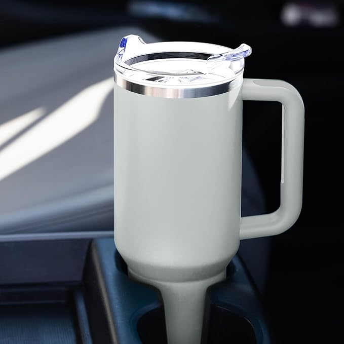 40 oz Tumbler with Handle and Straw Lid Insulated Tumblers Cups with Lids Straws Double Wall Vacuum Leak Proof Stainless Steel 40oz Tumbler Travel Mug Gifts for Men Women Him Her (Fog)