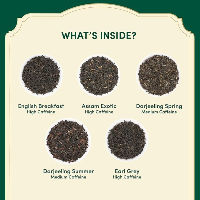 VAHDAM, Assorted Black Tea Bags Sampler (5 Flavors, 20 Ecofriendly Pyramid Tea bags) I Christmas 2025 Gift Ideas for Women & Men | Assam and Darjeeling Teas | Gluten Free & Non GMO
