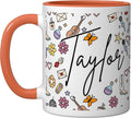 Girl Retro Taylor First Name Coffee Mug for Men Women Ceramic Mug, Orange/White