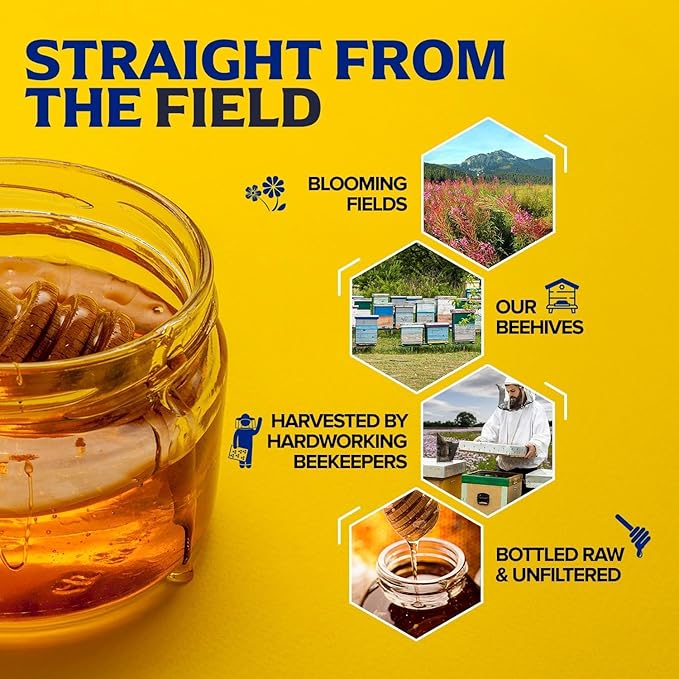 Fischer’s 100% Pure, Raw & Unfiltered Honey, 40 oz – USA Made Honey – All-Natural Sweetener – Rich Flavor Profile, Packed with Nutrients (Pack of 2)