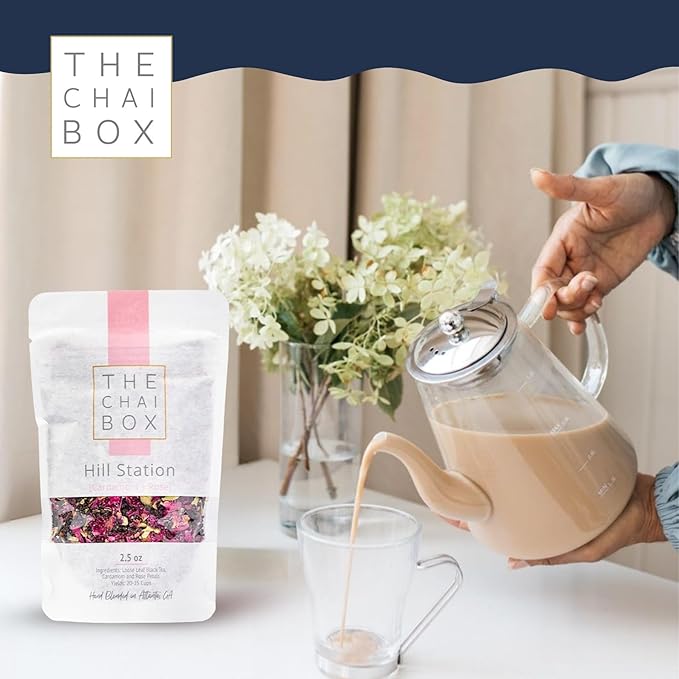 The Chai Box Loose Leaf Rose Tea - Featured in Oprah's Favorite Things | Caffeinated Black Tea with Rose Petals & Cardamom (Pack of 1) 2.5 oz | Makes 25 Cups | Small Batch Loose Leaf Tea with Whole, Premium Spices