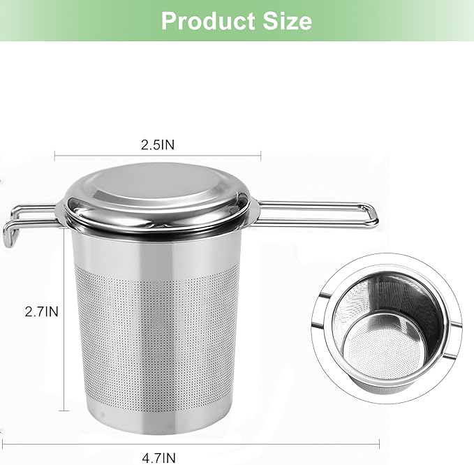 Numola Large Tea Infuser - Stainless Steel Loose Leaf Tea Steeper with Heat Resistant Double Handles, Tea Strainer & Tea Ball for Mugs, Cups & Teapots - Perfect for Home, Office, Coffee