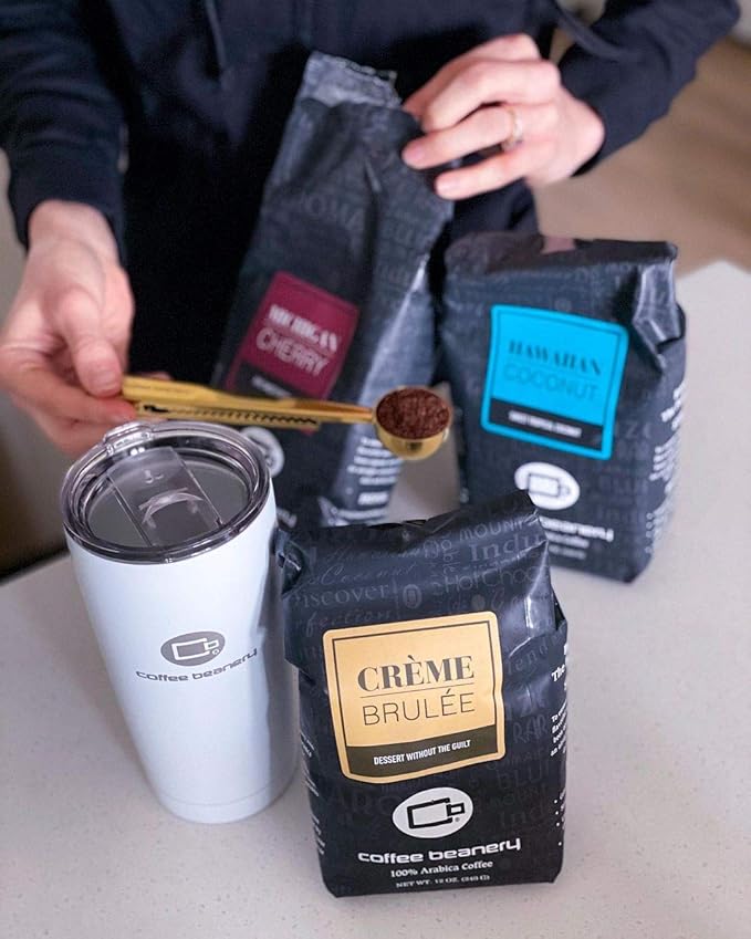 Coffee Beanery Crème Brulee Flavored Coffee, 1-1.75oz Try Me Size Coffee Sampler, Light-Medium Roast