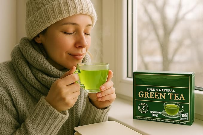 Hand-Picked Black & Green Tea Bags 100 Count Pack | Bold & Smooth Premium Blend for Hot or Iced Tea | Antioxidant-Rich Breakfast Tea Fresh Flavorful & Aromatic Brew 3.52 oz (Green Tea)
