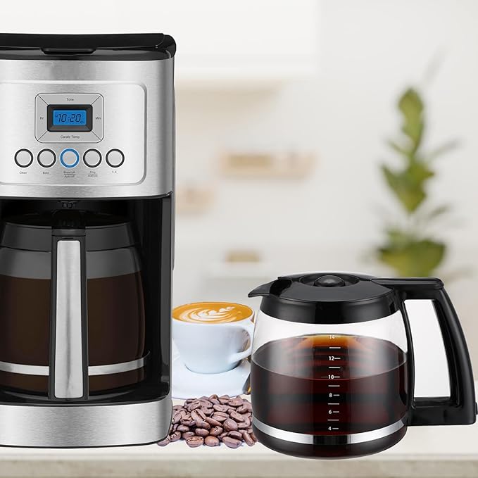 14-Cup Glass Carafe Replacement Compatible with Cuisinart Coffee Maker Models DCC-2200RC, DCC-2200, DCC-2600, DCC-2800, DCC-3200, DCC-3200P1, DCC-3200FR, DCC-T20, DCC-1800FR, CBC-7400, CBC-7000PC