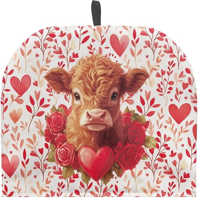 Highland Cow Tea Pot Cover Small Tea Pot with Warmer Heart Love Teapot Insulation Cover Keep Warm Teapot Dust Protector