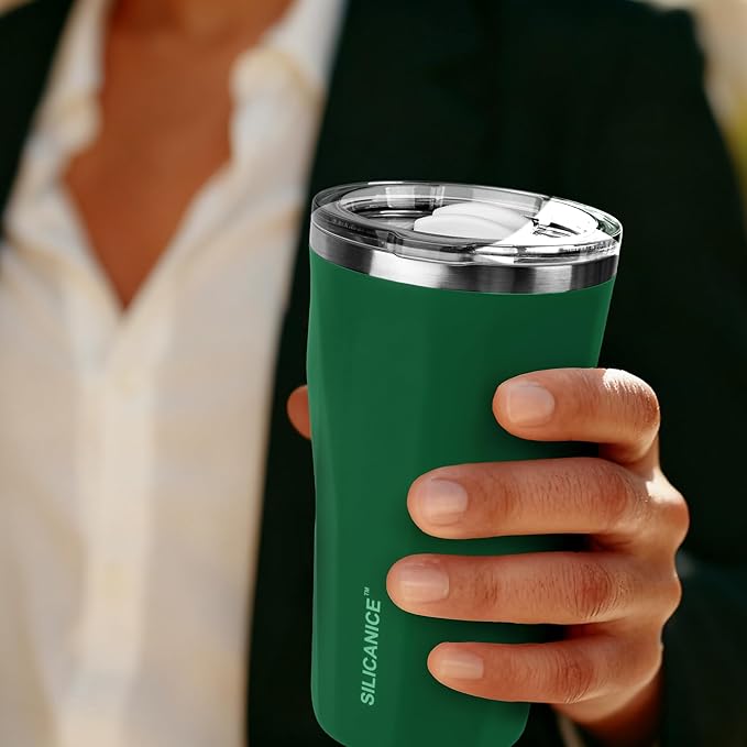 20oz Soft Touch Diamond Tumbler - Double Wall Stainless Steel Vacuum Insulated Coffee Cup With Detachable Slider Lid | BPA Free, Dishwasher Safe, Thoughtful Gift for Her - Army Green