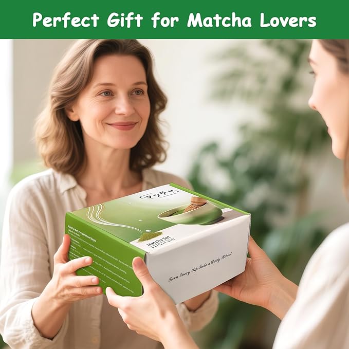 Matcha Whisk Set, 5 Pcs Matcha Set with Matcha Bowl, Whisk Holder, Sifter, Bamboo Whisk and Scoop, Gift for Friend Family Matcha Tea Lovers, Matcha Kit