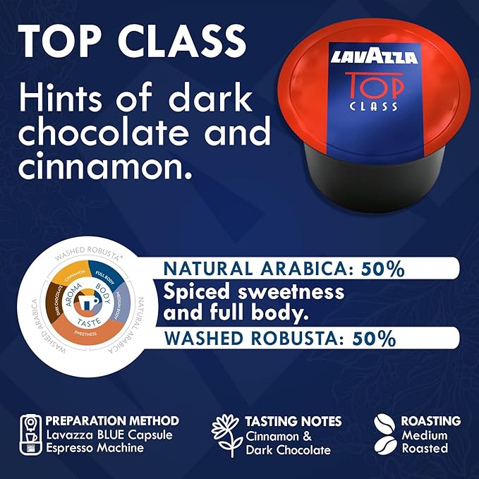 Lavazza Blue Capsules Coffee Pods Variety Pack – 100 Count (25 Each of Top Class, Gold Selection, Decaf Dek & Caffè Crema) – Compatible with Lavazza LB Machines Only