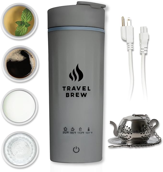 Portable Travel Kettle with Tea Infuser- Mini Electric Kettle with 4 Temperature Settings, with Auto Shut-Off & Boil Dry Protection (Gray)
