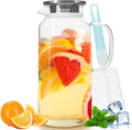 Yirilan Glass Pitcher, 2.3 Liter Beverage Pitcher with Lid for Hot & Cold Water, Iced Tea & Juice Drink - Includes Cup Brush
