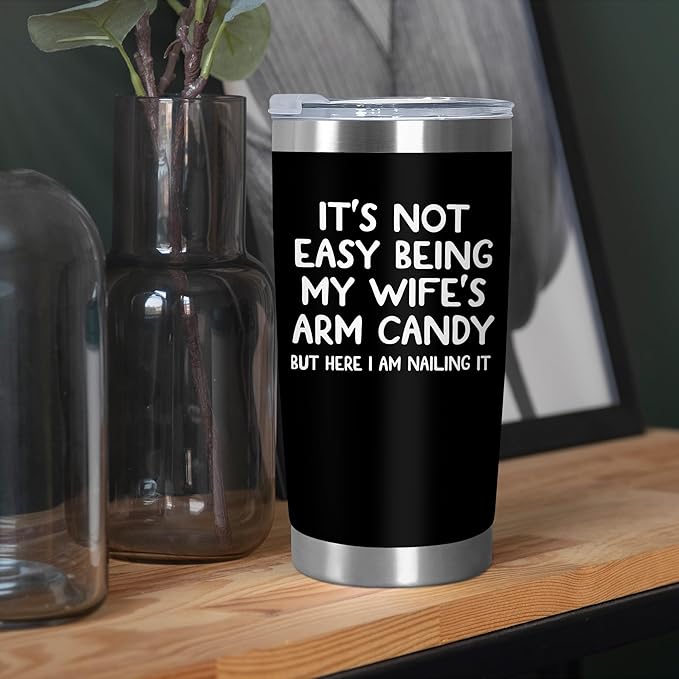 Christmas Birthday Gifts For Husband from Wife - 20 oz Stainless Steel Insulated Coffee Tumbler with Lid - Anniversary Wedding Gifts Gifts for Him Men Husband from Wife, Presents for Men