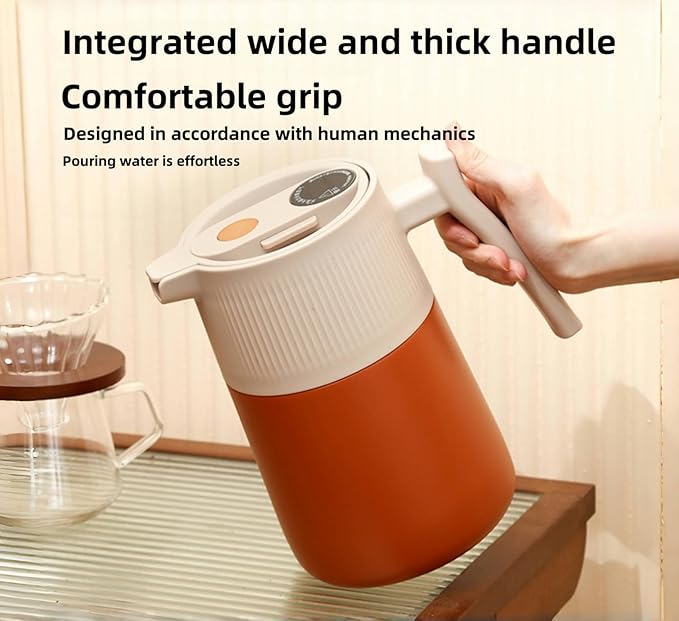 Morandi orange SUS316 Safe edible materials teapot, 64oz large capacity, Can display temperature, vacuum insulation, suitable for hot water, tea, coffee, drinks, ice cubes, etc.