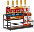 Coffee Syrup Rack Organizer, 2-Tier 10 Syrup Bottles Holder Stand for Coffee Bar, Liquor Bottle Display Shelf Bar Shelf Stand Countertop Rack for Syrup, Wine, Spice