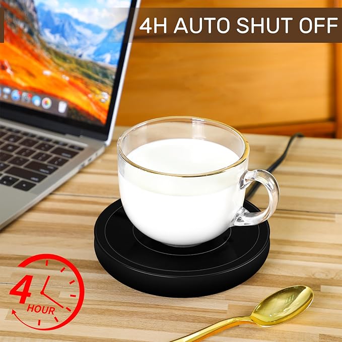 2 Pack Coffee Mug Warmer, Cup Warmer for Hot Drinks, 36w Heating Plate with 4h Auto Shut Off, 3-Temp Settings for Chocolate Milk Tea Beverage Jar Candle Warmer Home Office Desk(Black)