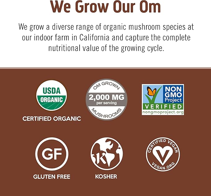 OM MUSHROOM SUPERFOOD Instant Coffee – Organic Arabica with Lion’s Mane, Cordyceps, Reishi, Turkey Tail & Ginkgo for Energy, Focus & Clarity – 6.24 oz Canister, 30 Servings