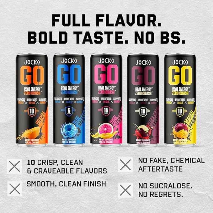 Jocko GO Energy Drink (Afterburner Orange) - Keto, Vitamin B12, Vitamin B6, Electrolytes, L Theanine, Magnesium- Energy Boost, Sugar Free Nootropic Monk Fruit Blend - 12 Pack
